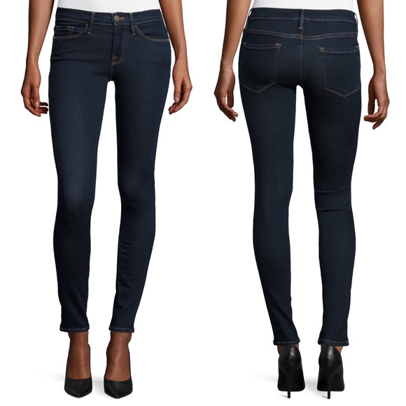 Frame Le Skinny de Jeanne Dark Wash Skinny Jeans Grove St - Picture 2 of 9